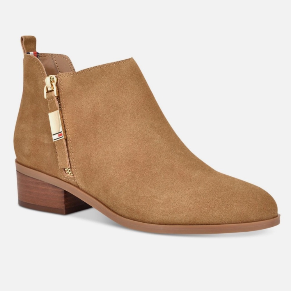 Tommy Hilfiger Wright Suede Women's Ankle Booties, Light Natural Brown
